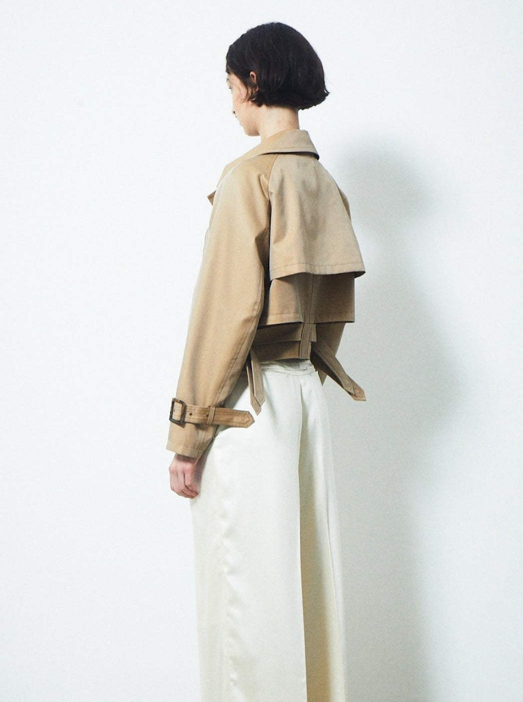 DOUBLE BELT SHORT TRENCH COAT