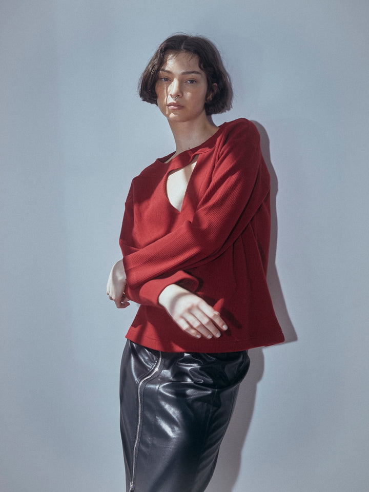 CHOKER V NECK KNIT TOPS