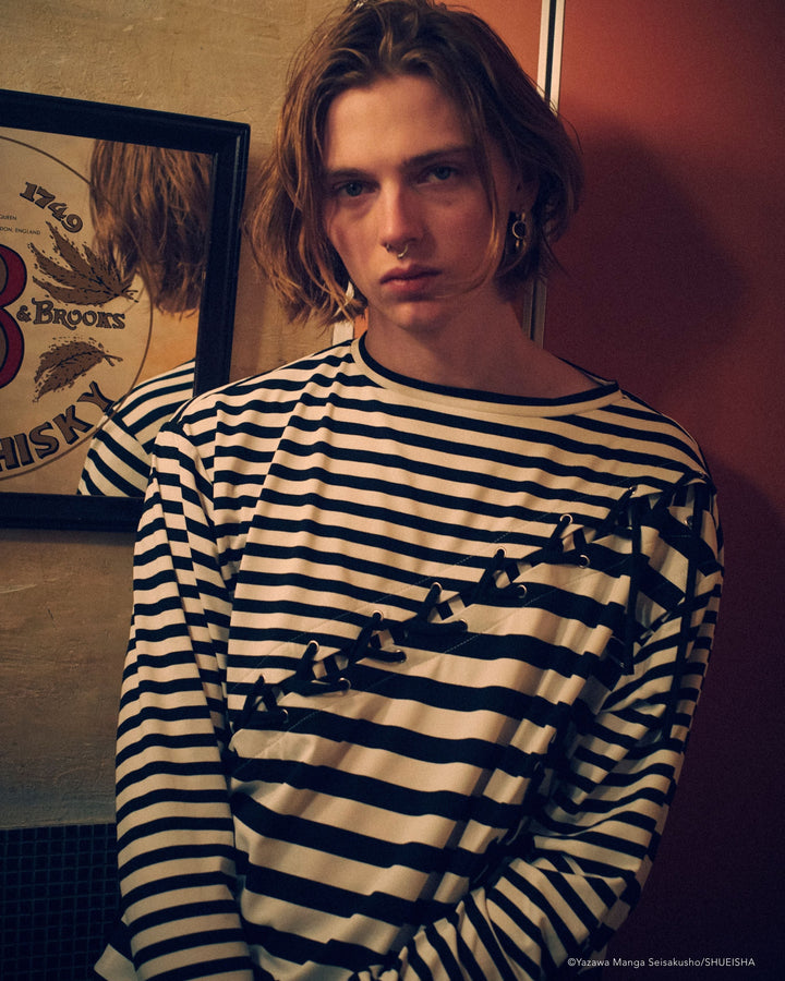 NANA × ADDIXY BORDER LACE-UP TOP [WHITE]