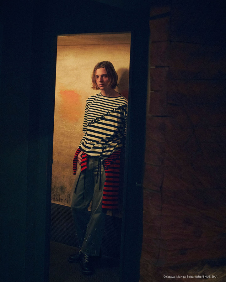 NANA × ADDIXY BORDER LACE-UP TOP [WHITE]