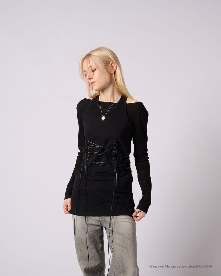 NANA × ADDIXY LACE-UP TOP [BLACK]