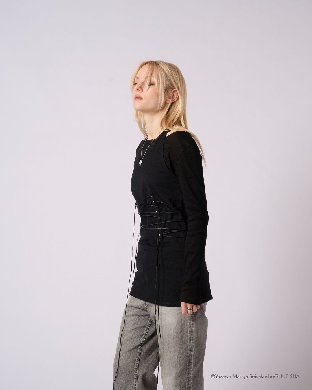 NANA × ADDIXY LACE-UP TOP [BLACK]