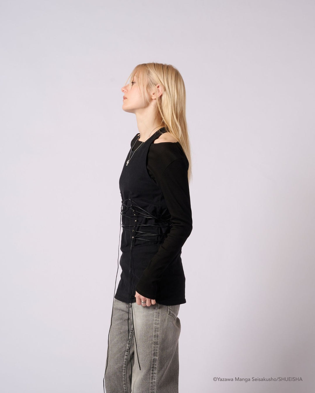 NANA × ADDIXY LACE-UP TOP [BLACK]