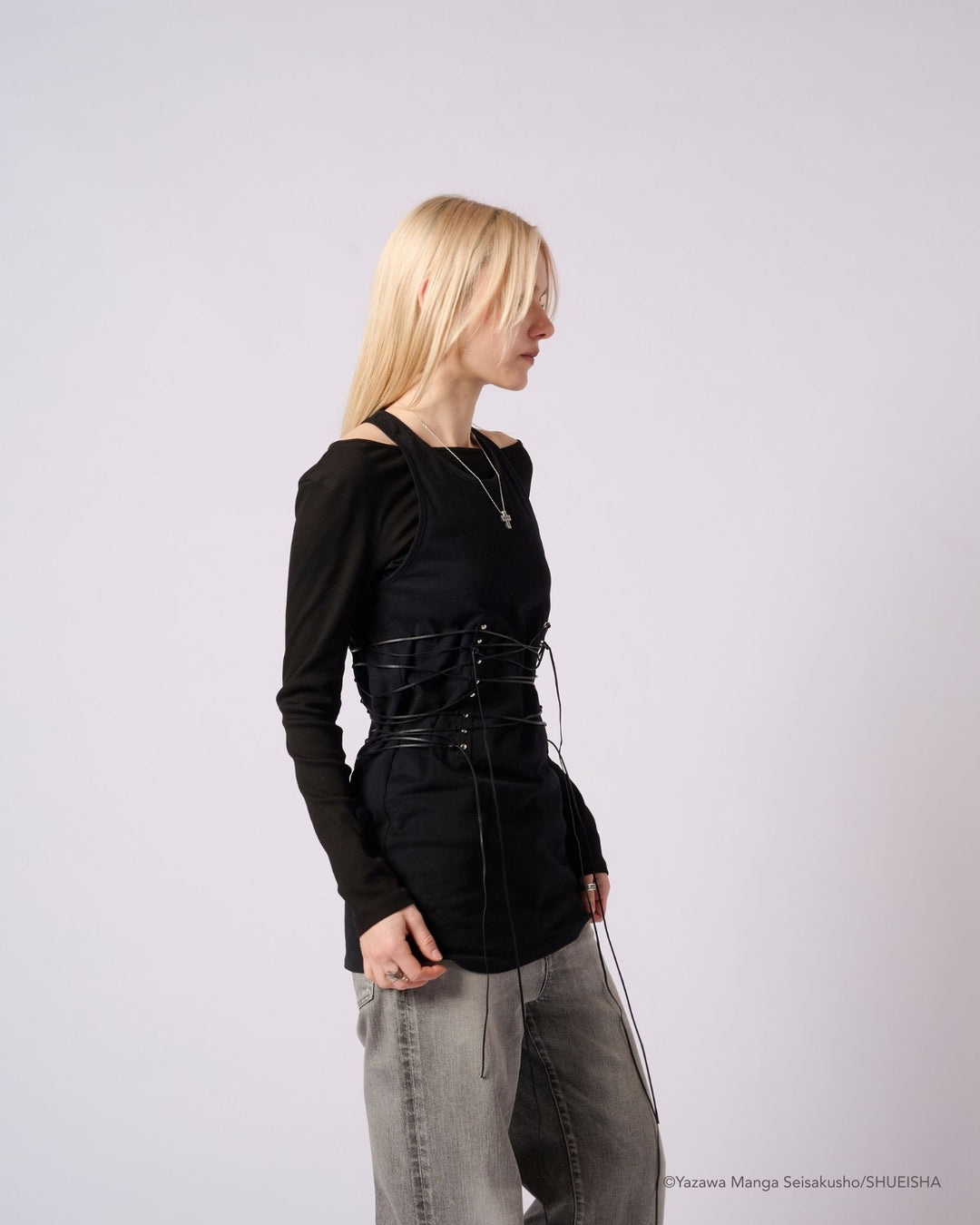 NANA × ADDIXY LACE-UP TOP [BLACK]