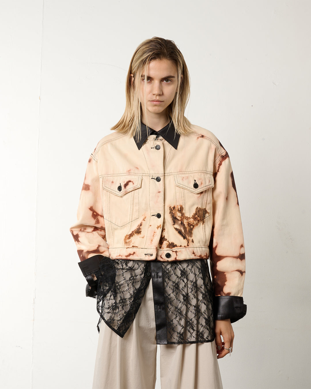 UPCYCLED HYPER BLEACH DENIM JACKET [PINK]