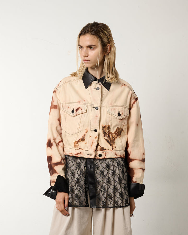 UPCYCLED HYPER BLEACH DENIM JACKET [PINK]