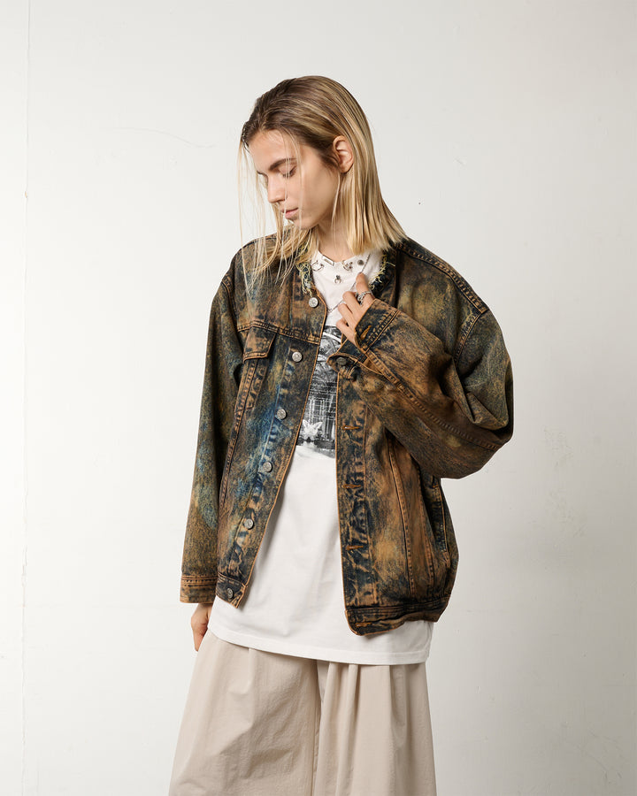 【1/1 PIECE】＜UPCYCLED＞HYPER BLEACH DENIM JACKET【BROWN】