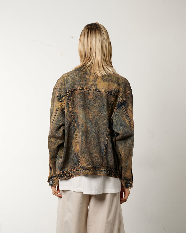 【1/1 PIECE】＜UPCYCLED＞HYPER BLEACH DENIM JACKET【BROWN】