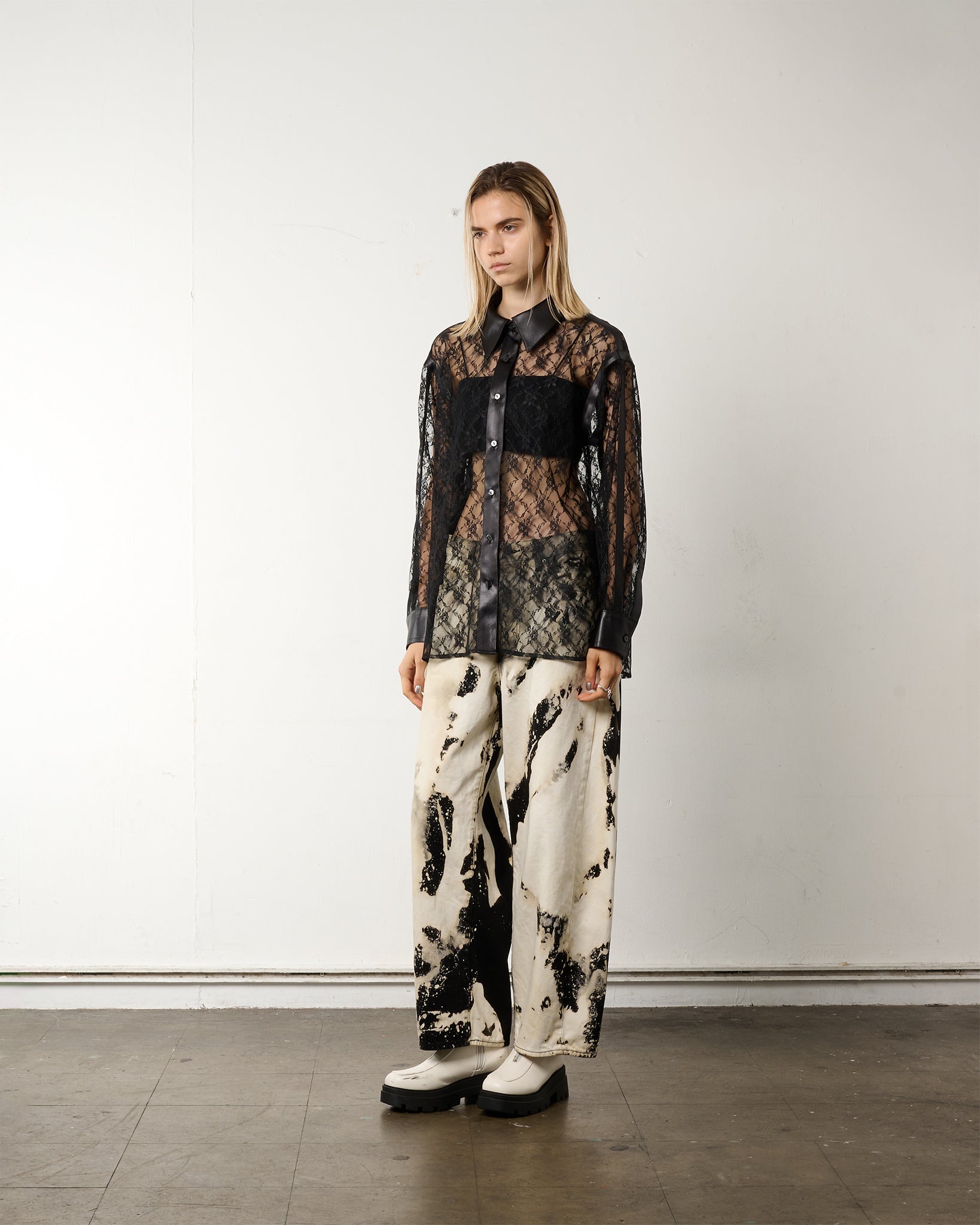 デニム 特大 ブリーチ アート 絵 一点物 店舗 展示品 UPCYCLED＞HYPER BLEACH DENIM PANTS – ADDIXY