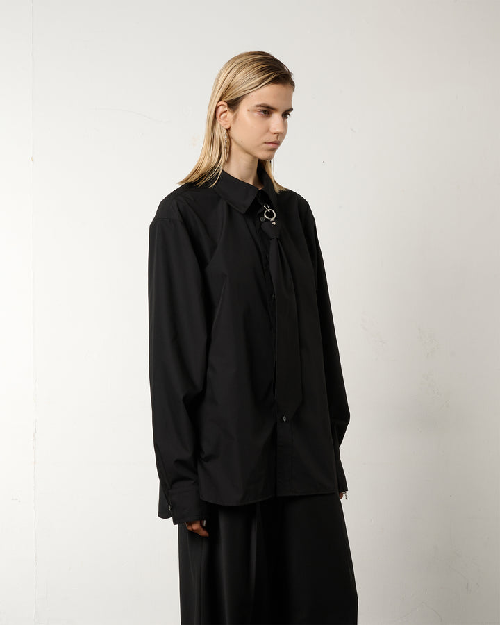 METAL RING TIE SHIRT [BLACK]
