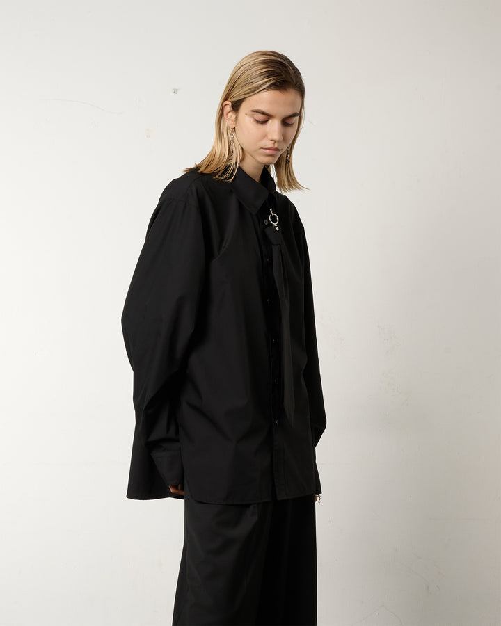 METAL RING TIE SHIRT [BLACK]