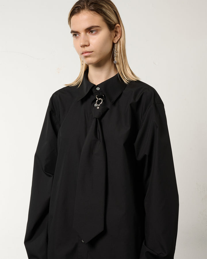 METAL RING TIE SHIRT [BLACK]