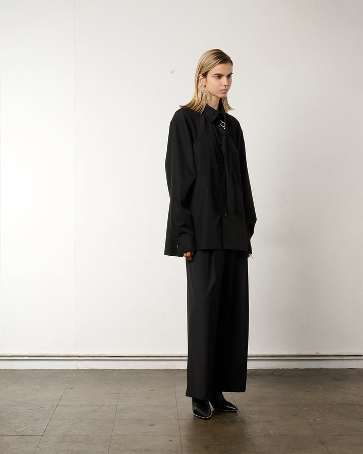 METAL RING TIE SHIRT [BLACK]
