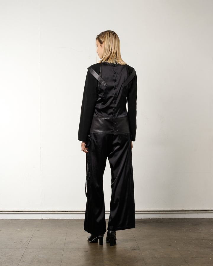 SATIN CARGO STRAP PANTS【BLACK】