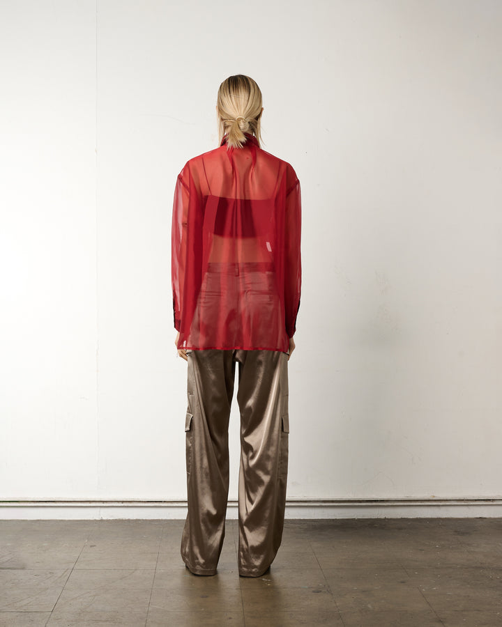 LAYERED GRAPHIC SHEER SHIRT [RED]