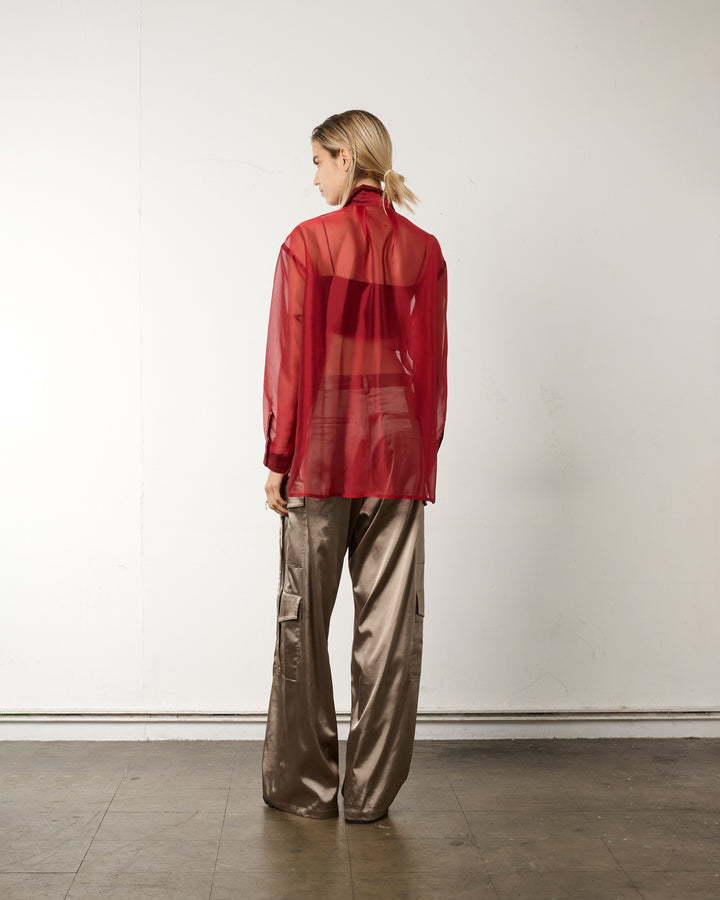 LAYERED GRAPHIC SHEER SHIRT [RED]