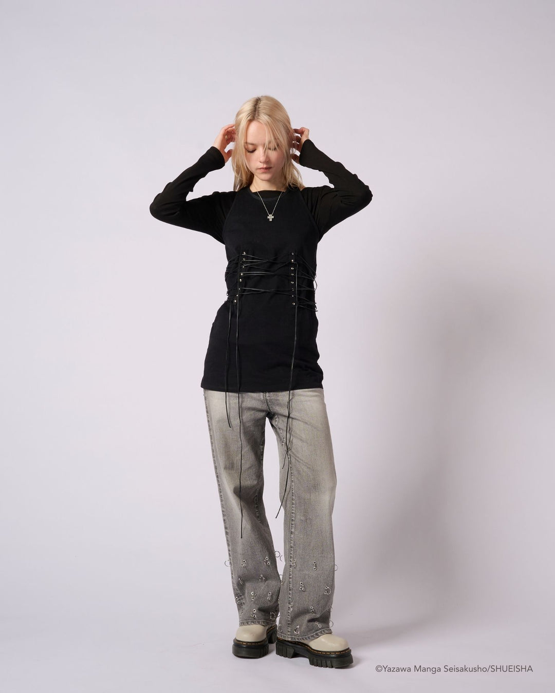 NANA × ADDIXY LACE-UP TOP [BLACK]