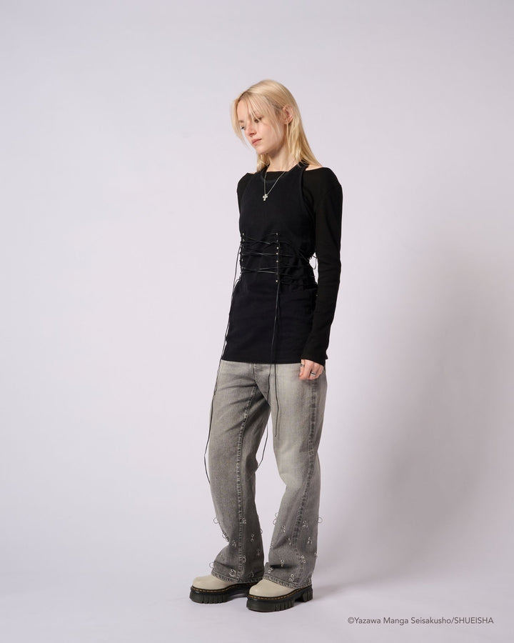 NANA × ADDIXY LACE-UP TOP [BLACK]