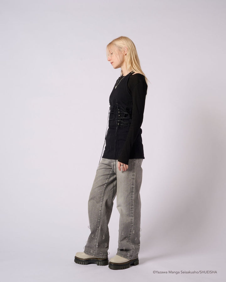 NANA × ADDIXY LACE-UP TOP [BLACK]