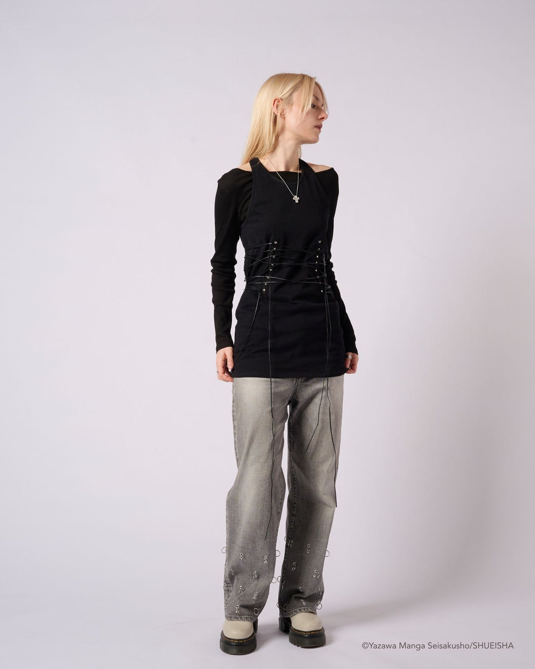 NANA × ADDIXY LACE-UP TOP [BLACK]