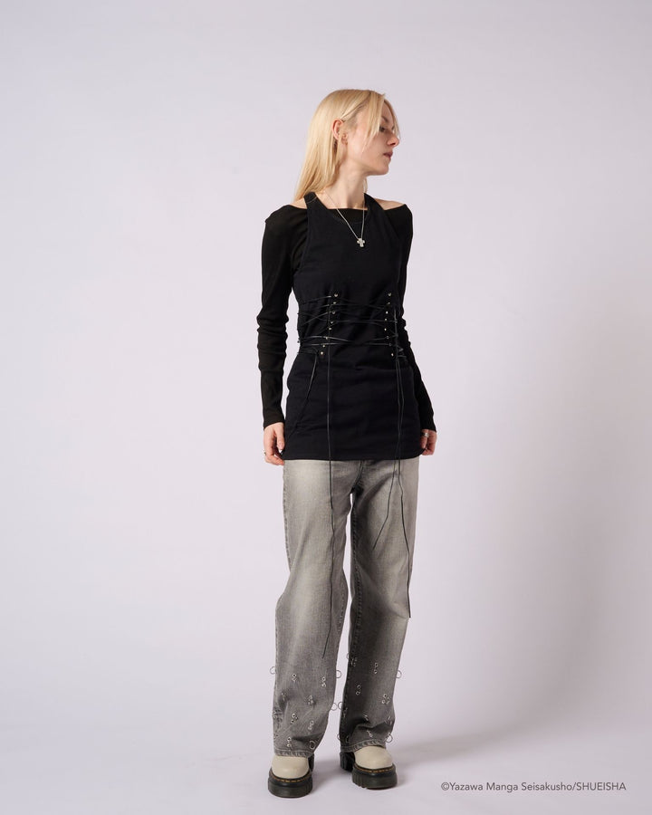 NANA × ADDIXY LACE-UP TOP [BLACK]