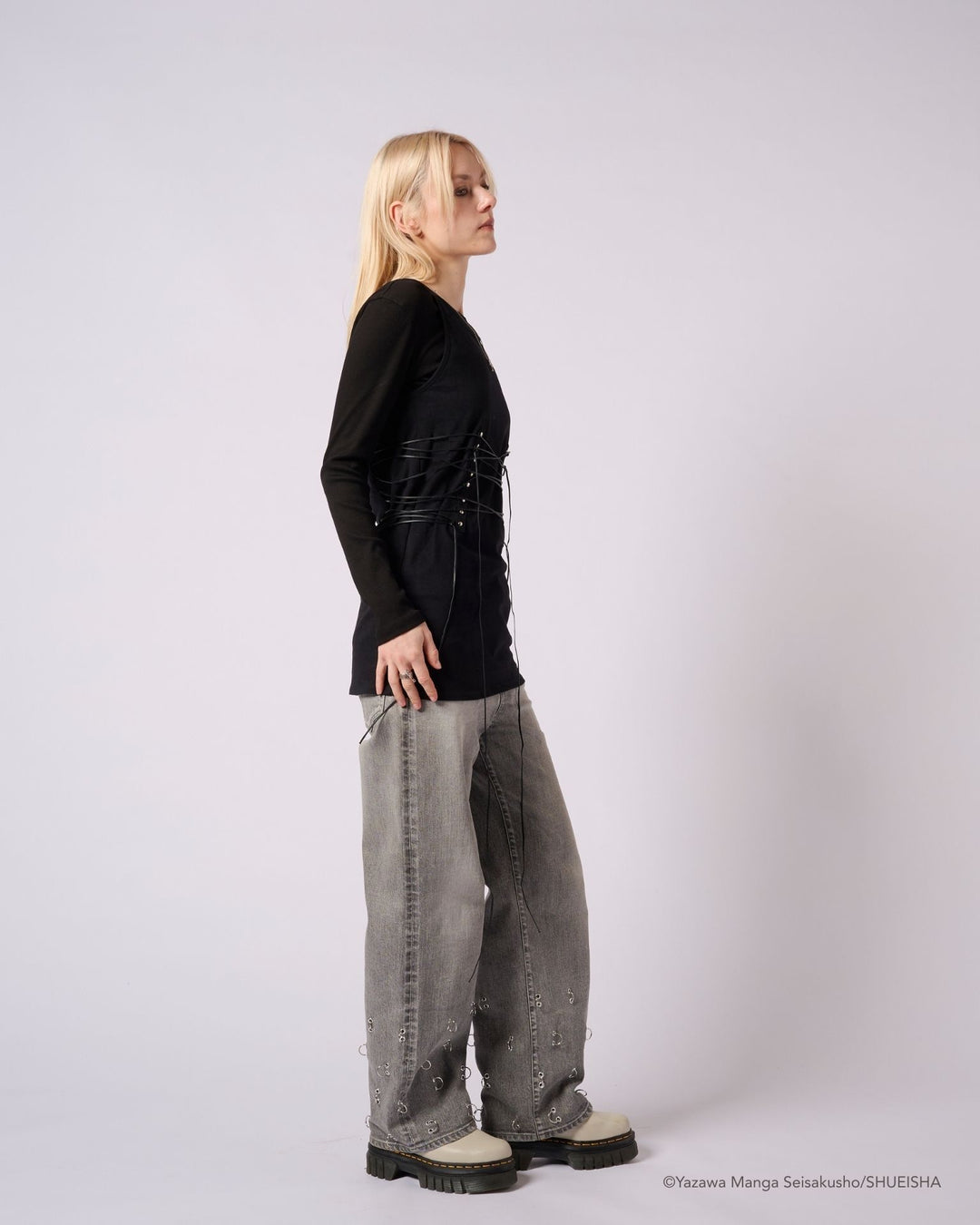 NANA × ADDIXY LACE-UP TOP [BLACK]