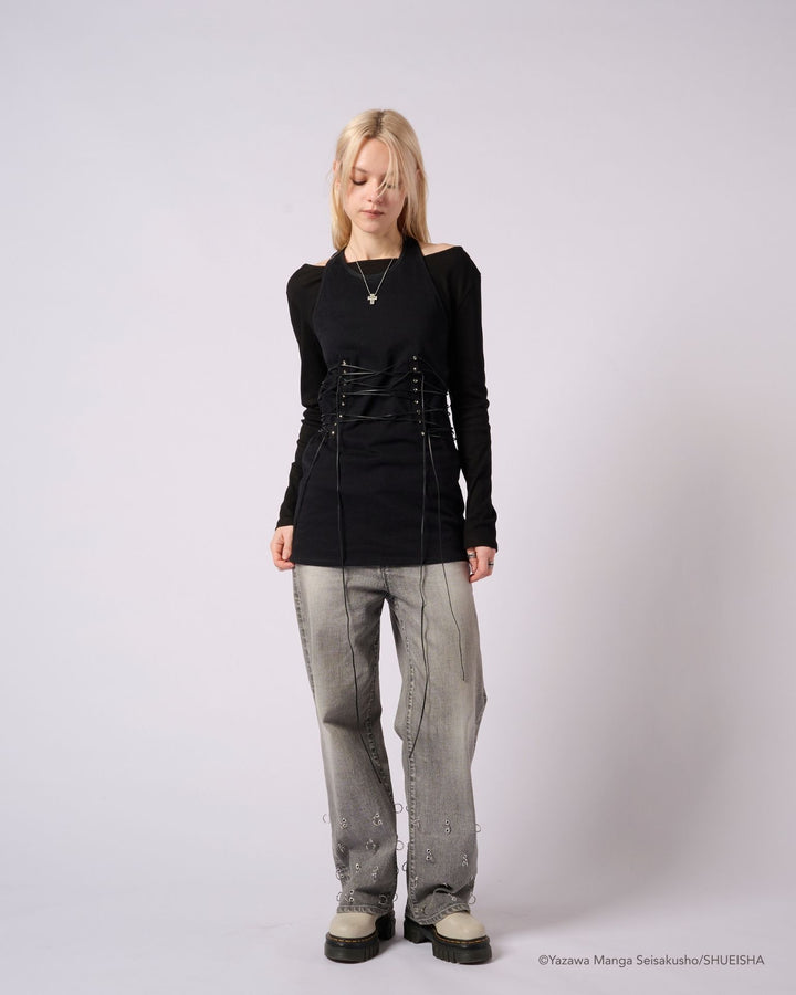 NANA × ADDIXY LACE-UP TOP [BLACK]