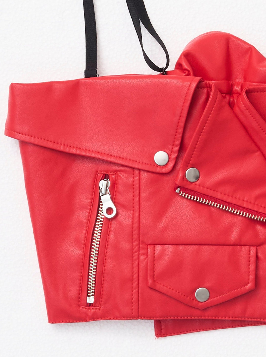 VEGAN LEATHER RIDERS DETAIL BUSTIER