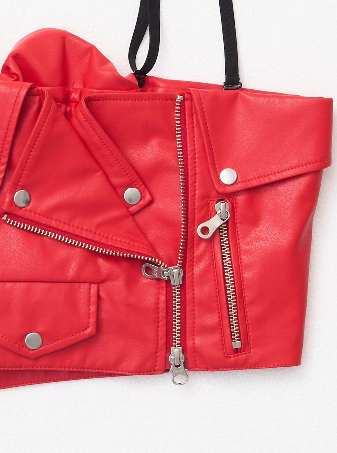 VEGAN LEATHER RIDERS DETAIL BUSTIER