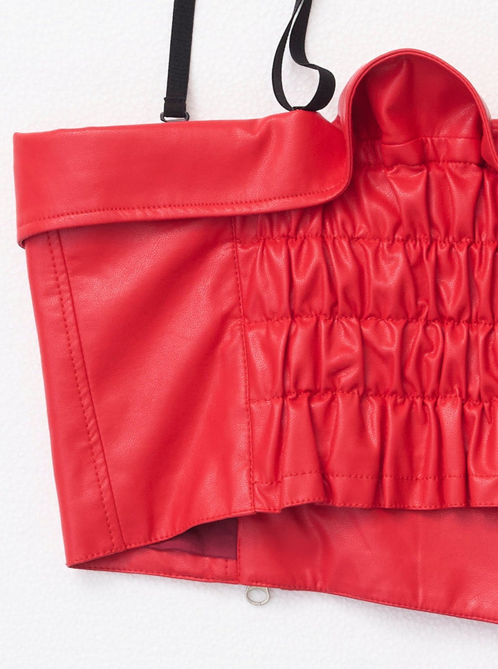 VEGAN LEATHER RIDERS DETAIL BUSTIER