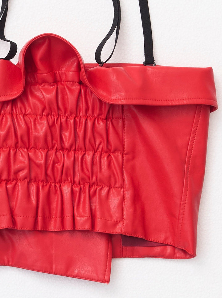 VEGAN LEATHER RIDERS DETAIL BUSTIER