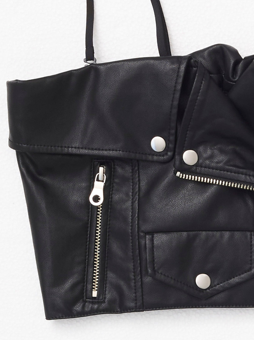 VEGAN LEATHER RIDERS DETAIL BUSTIER