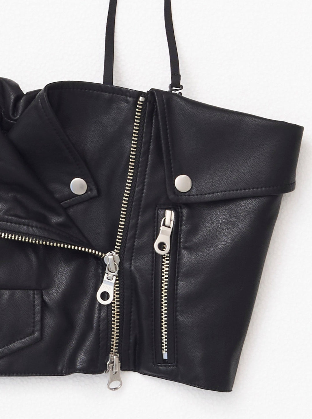 VEGAN LEATHER RIDERS DETAIL BUSTIER
