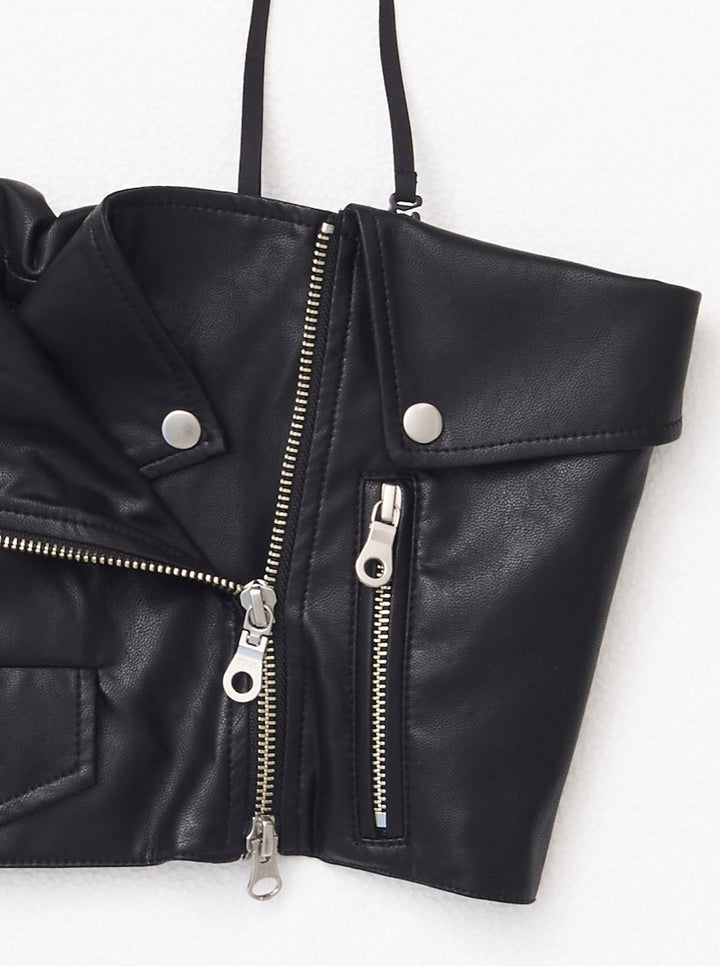 VEGAN LEATHER RIDERS DETAIL BUSTIER