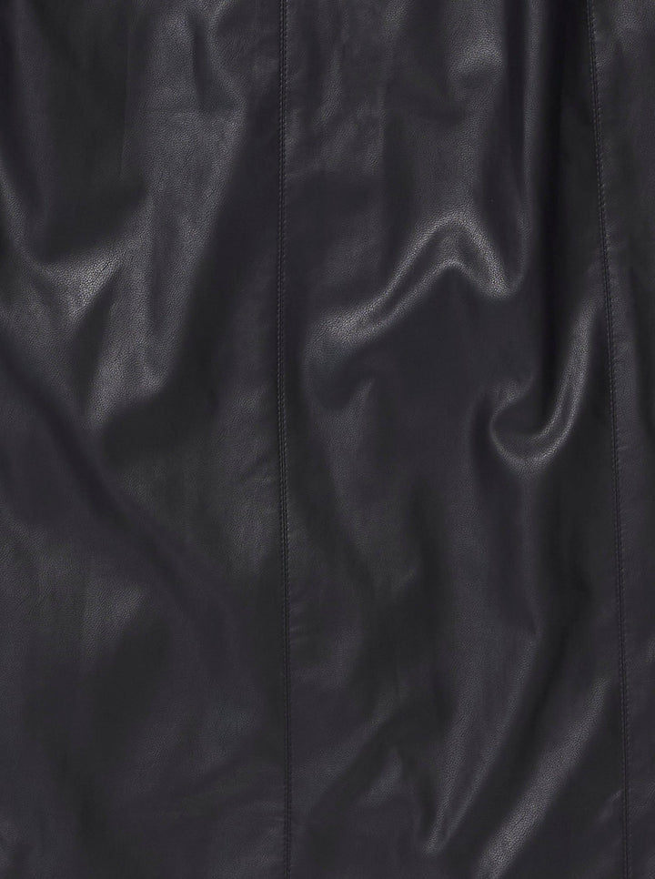 VEGAN LEATHER DOUBLE BELT HIGH WAIST SKIRT