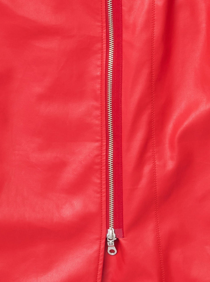 VEGAN LEATHER DOUBLE BELT HIGH WAIST SKIRT