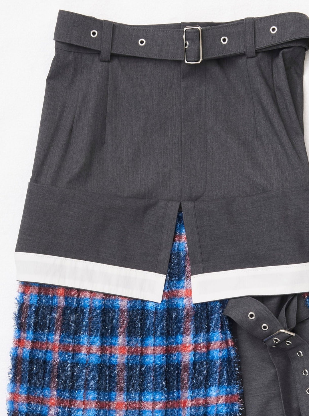 LAYERED WRAP SIDE BELT SKIRT