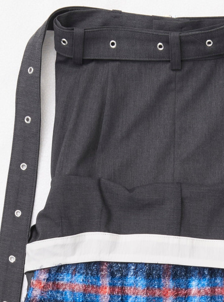 LAYERED WRAP SIDE BELT SKIRT