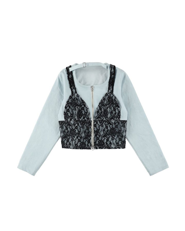 ＜UPCYCLED＞REMAKE DENIM LACE BUSTIER