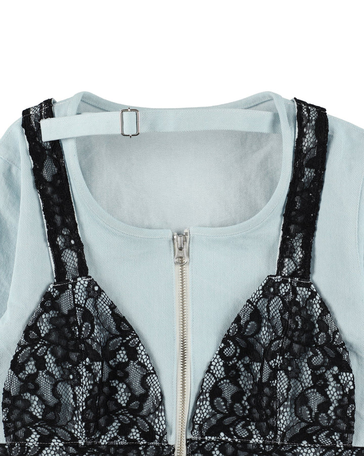 ＜UPCYCLED＞REMAKE DENIM LACE BUSTIER