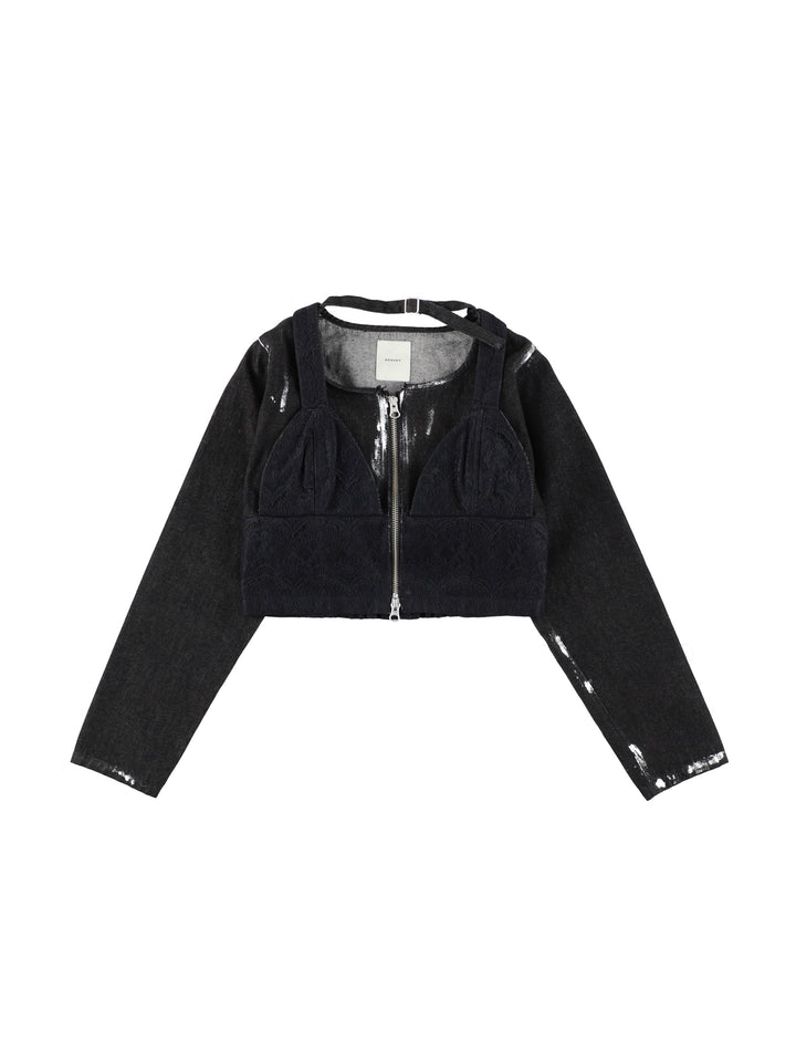 ＜UPCYCLED＞REMAKE DENIM LACE BUSTIER