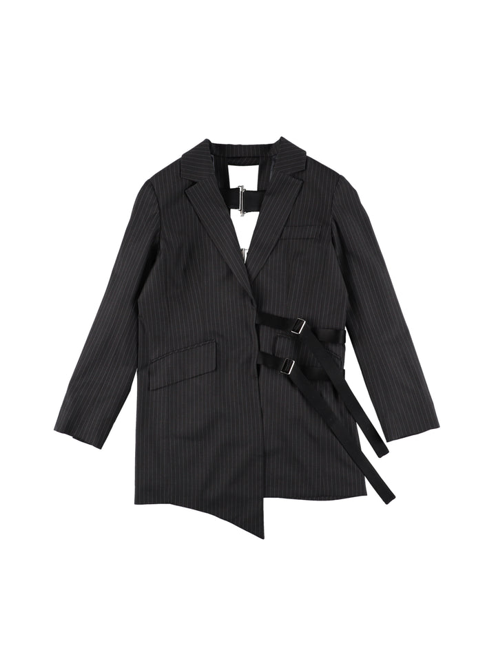 BACK OPEN BELTED JACKET 【CHARCOAL】