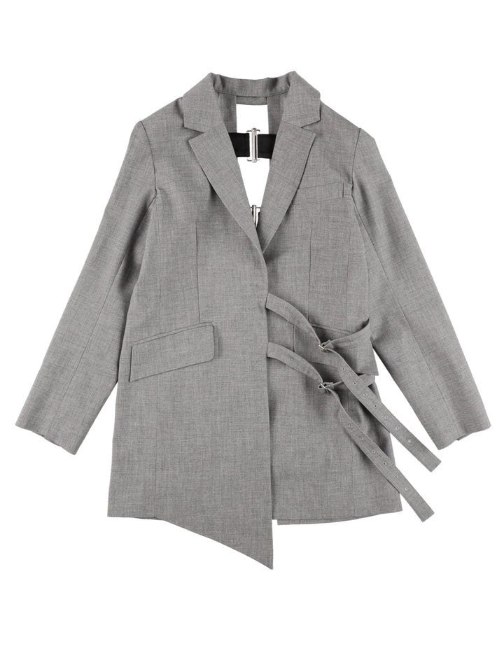 BACK OPEN BELTED JACKET 【GRAY】