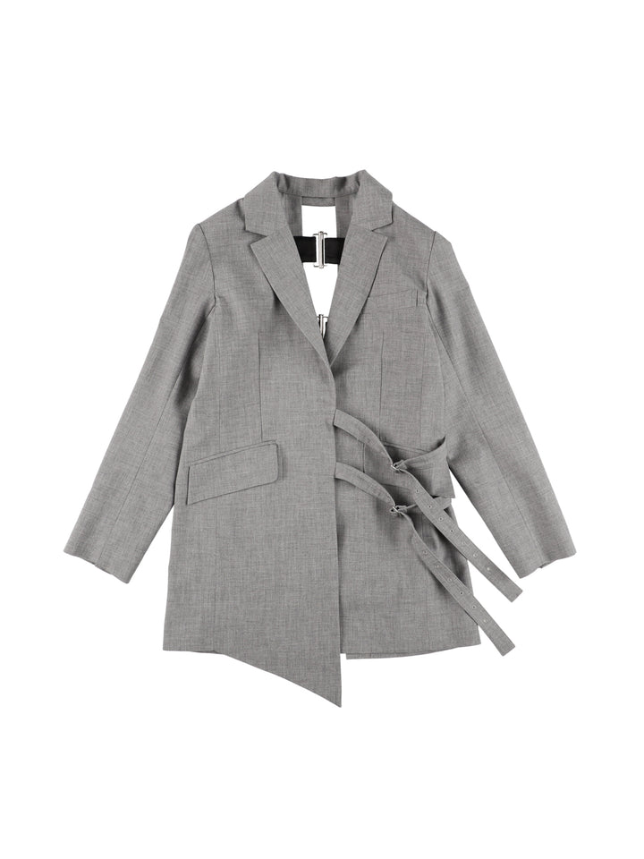 BACK OPEN BELTED JACKET 【GRAY】