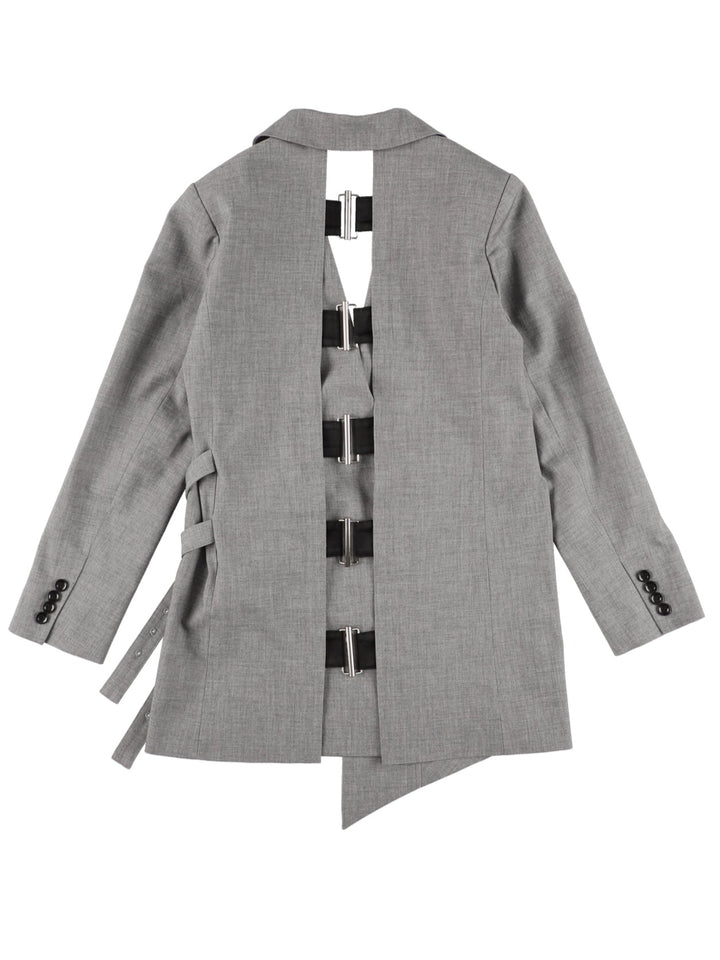 BACK OPEN BELTED JACKET 【GRAY】