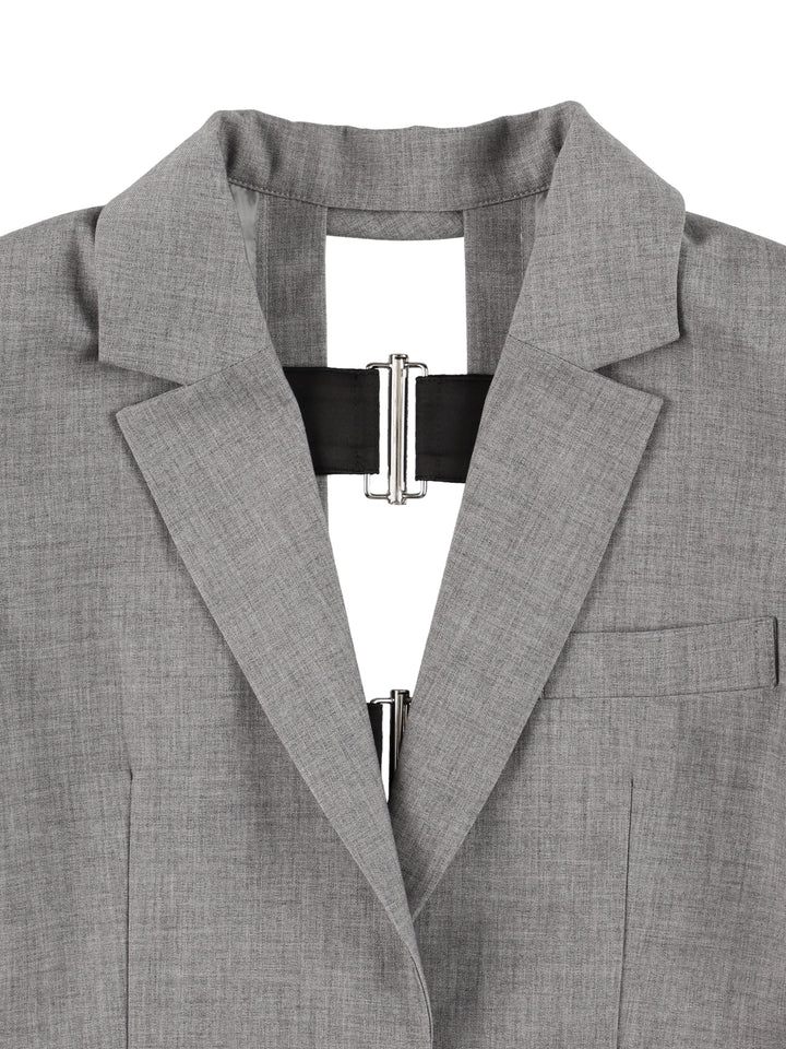 BACK OPEN BELTED JACKET 【GRAY】