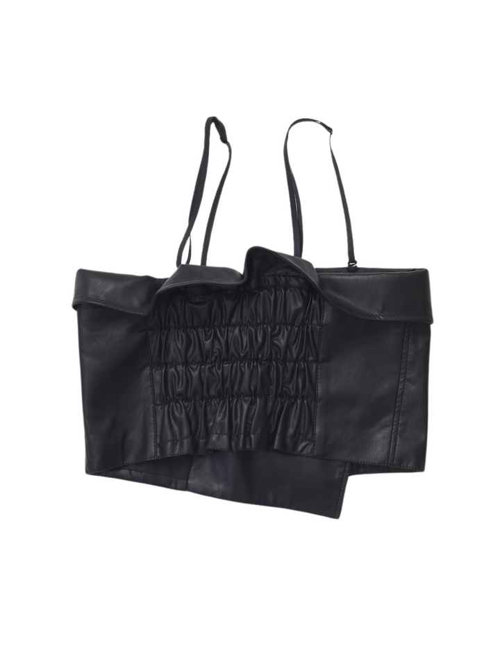 VEGAN LEATHER RIDERS DETAIL BUSTIER
