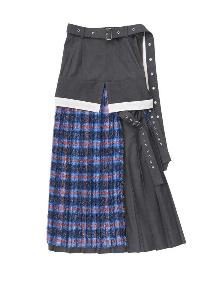 LAYERED WRAP SIDE BELT SKIRT