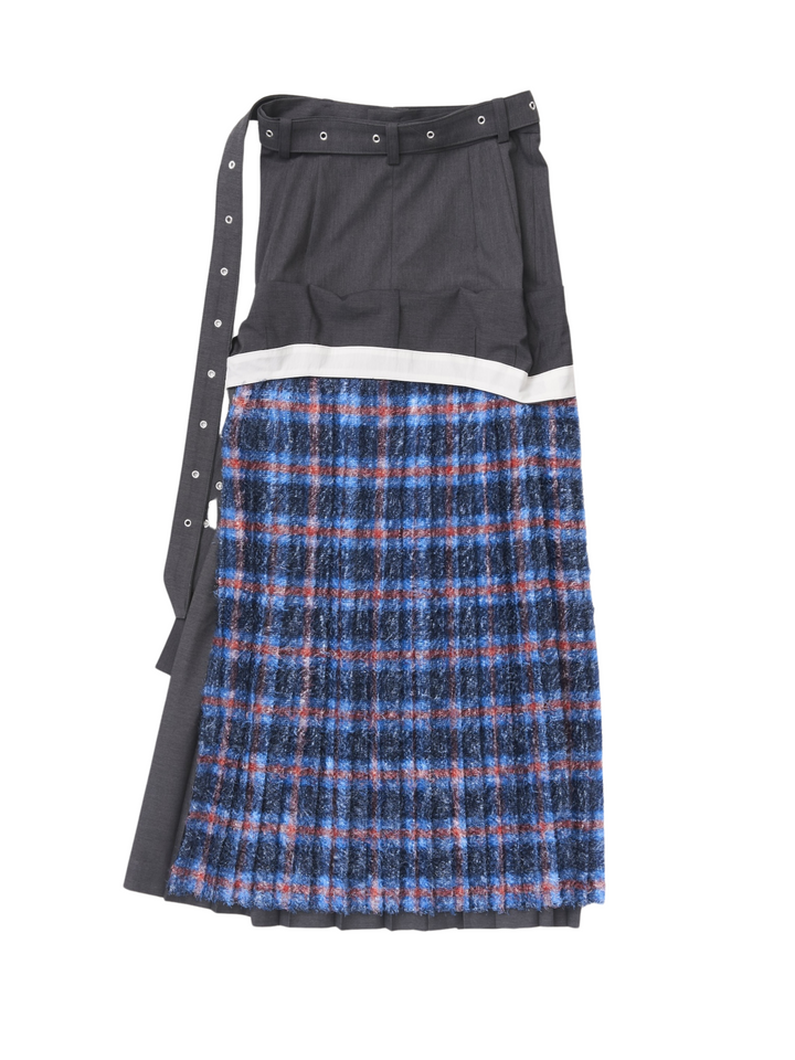 LAYERED WRAP SIDE BELT SKIRT