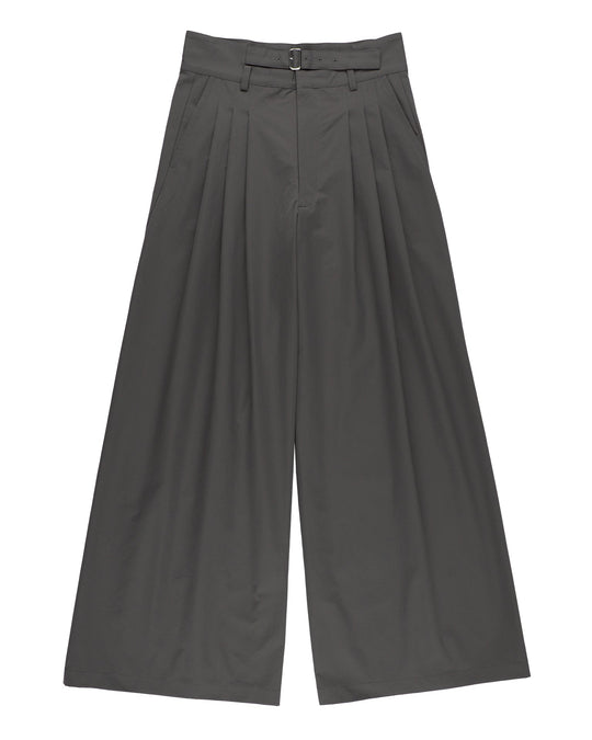 BELTED WIDE TUCK PANTS【DARK GRAY】